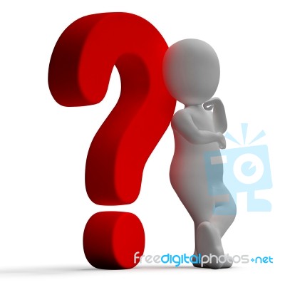 Question Marks And Man Showing Confusion Or Unsure Stock Image