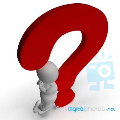 Question Marks And Man Shows Uncertain Or Unsure Stock Image