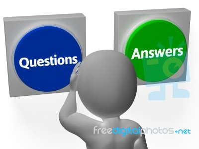 Questions Answers Buttons Show Problem Or Knowledge Stock Image