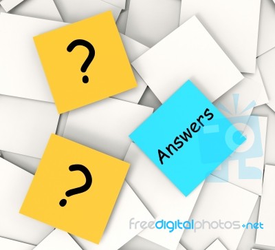 Questions Answers Post-it Notes Show Questioning And Explanation… Stock Image