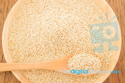 Quinoa Grain In Wooden Plate Stock Photo