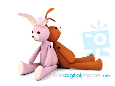 Rabbit Dolls Isolated Stock Image