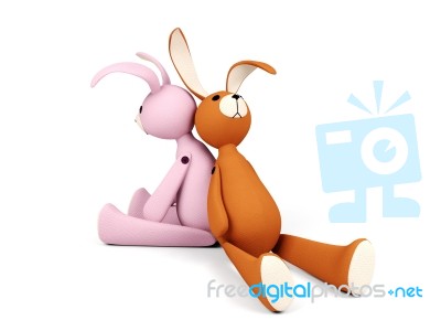 Rabbit Dolls Isolated Stock Image