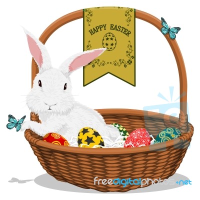 Rabbit In The Basket Stock Image