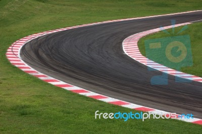 Race Track Curve Road Stock Photo