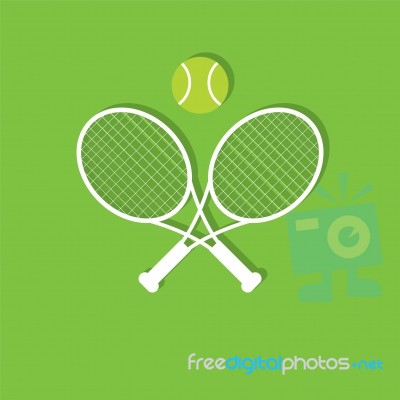 Racket And Ball  Tennis Flat Icon   Illustration  Stock Image