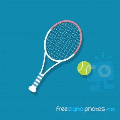 Racket And Ball  Tennis Flat Icon   Illustration  Stock Image