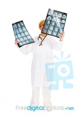 Radiologist Examining X-Rays Stock Photo