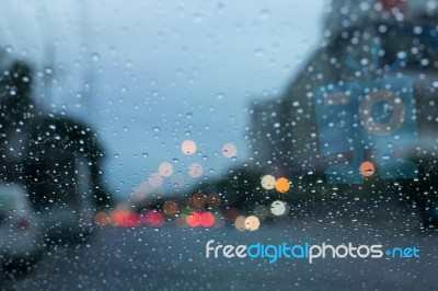 Rain Drops On Window Stock Photo