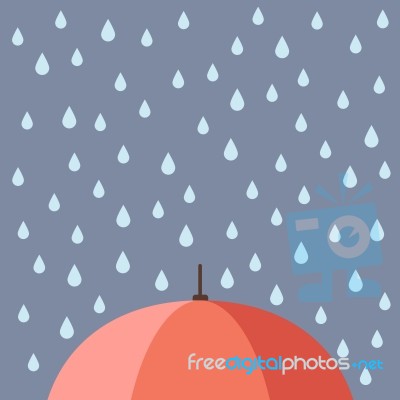 Rain Drops With Umbrella Stock Image