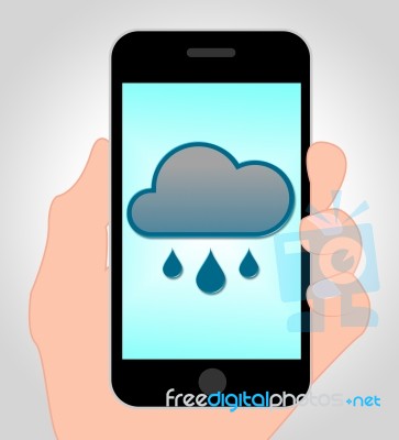 Rain Forecast Online Indicates Internet Rainfall 3d Illustration… Stock Image