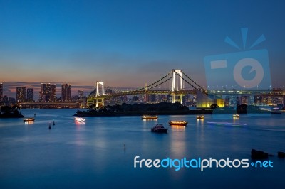 Rainbow Bridge Odaiba Tokyo Japan Stock Photo