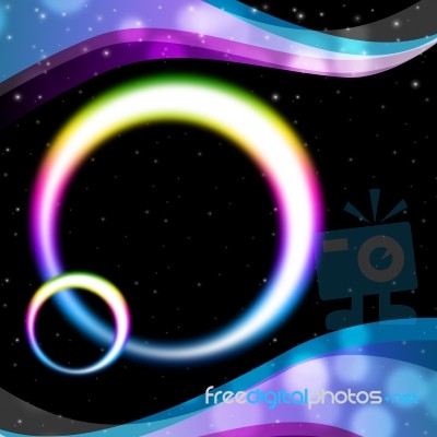 Rainbow Circles Background Means Night Sky And Ripples
 Stock Image