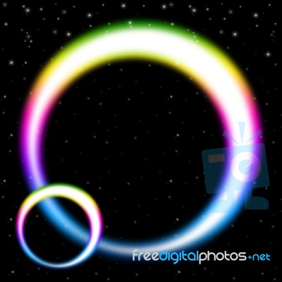 Rainbow Circles Background Shows Colorful Bands In Space
 Stock Image