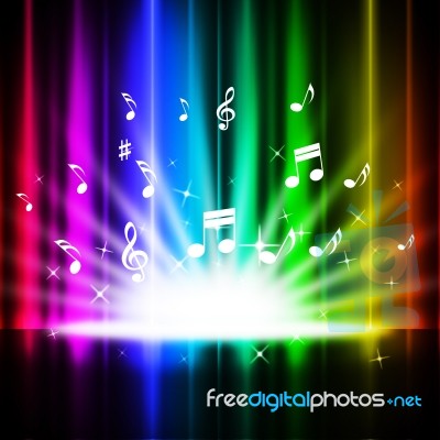 Rainbow Curtains Background Means Music Songs And Stage
 Stock Image