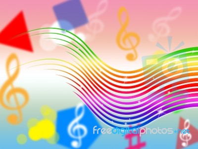 Rainbow Music Background Means Colorful Stripes And Sing
 Stock Image