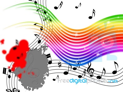 Rainbow Music Background Means Stripes And Playing Instruments
 Stock Image