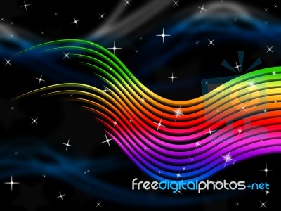 Rainbow Stripes Background Shows Multi-colored Lines And Stars
 Stock Image