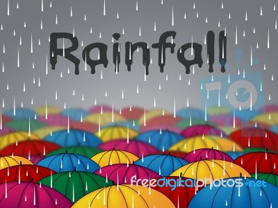 Rainfall Umbrellas Indicates Wet Parasol And Precipitation Stock Image