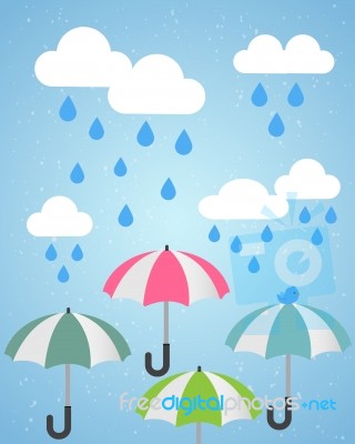 Raining And Umbrellas Stock Image