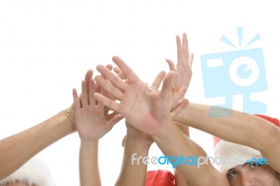 Raised Hands Of People Stock Photo