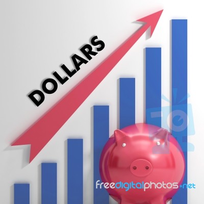 Raising Dollars, Usd Chart Shows American Progress Stock Image