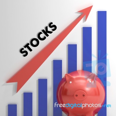 Raising Stocks Chart Shows Monetary Growth Stock Image