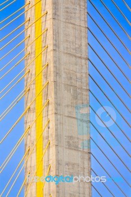 Rama Viii Bridge, Suspension Bridge In Bangkok, Thailand Stock Photo