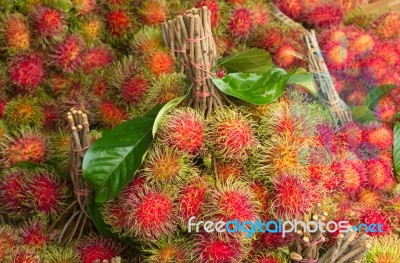 Rambutan, Hairy Fruit Stock Photo