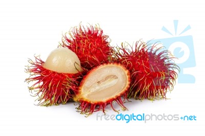 Rambutan Isolated On The White Background Stock Photo