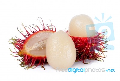 Rambutan Isolated On The White Background Stock Photo