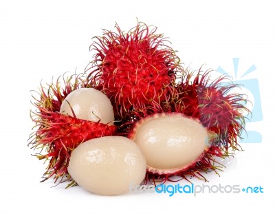 Rambutan Isolated On The White Background Stock Photo