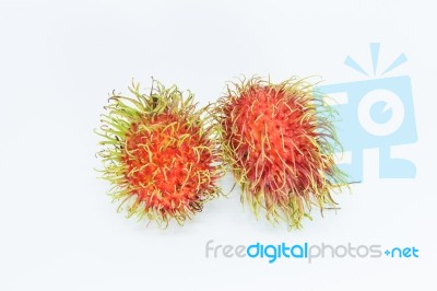 Rambutan On A White Background Stock Photo