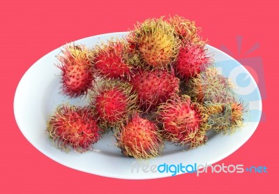 Rambutans On Plate Stock Photo