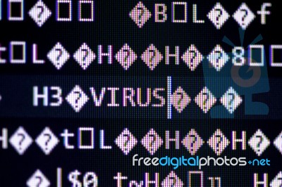 Random Computer Code With Word Virus Stock Photo