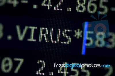 Random Computer Code With Word Virus Stock Photo