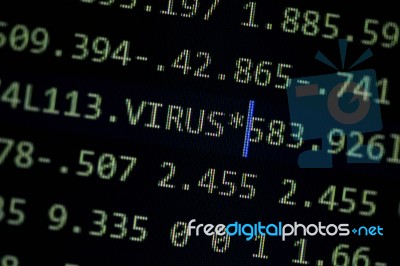 Random Computer Code With Word Virus Stock Photo