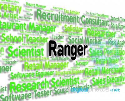 Ranger Job Represents Policewoman Word And Position Stock Image