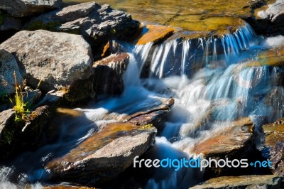 Rapids In Glacier National Park Next To The Going To The Sun Roa… Stock Photo