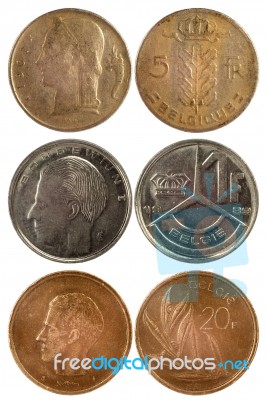 Rare Coins Of Belgium Stock Photo