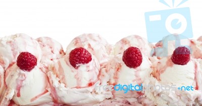 Raspberry Ice Cream Ball Stock Photo