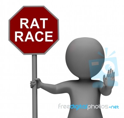 Rat Race Stop Sign Shows Stopping Hectic Work Competition Stock Image