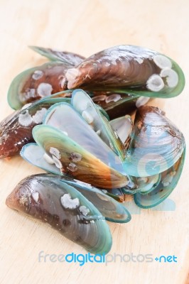 Raw Asian Green Mussel Stock Photo