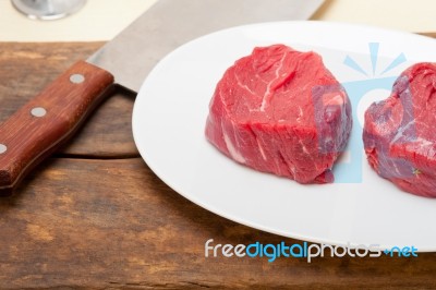 Raw Beef Filet Mignon Stock Photo