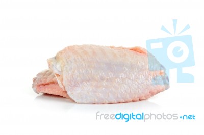 Raw Chicken Wing Isolated On White Background Stock Photo