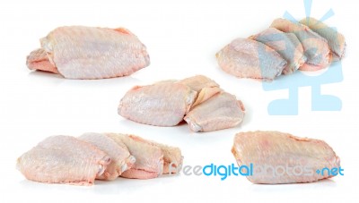 Raw Chicken Wing Isolated On White Background Stock Photo