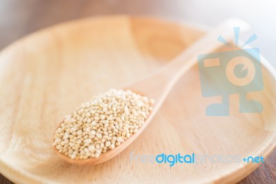 Raw Organic White Quinoa Seeds Stock Photo