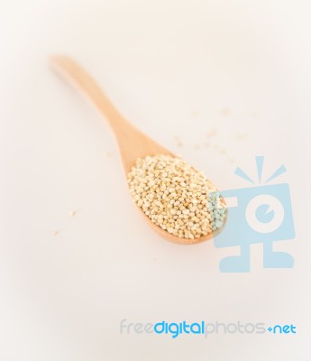 Raw Organic White Quinoa Seeds Stock Photo