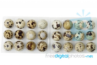 Raw Quail Eggs Stock Photo