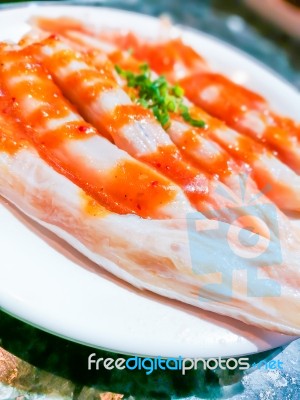 Raw Salmontoro On Dish For Background Stock Photo